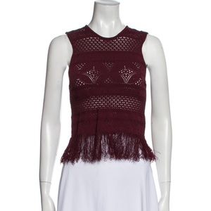A.L.C. Crew Neck Sleeveless Crop Top Barely Worn Sz S Burgundy